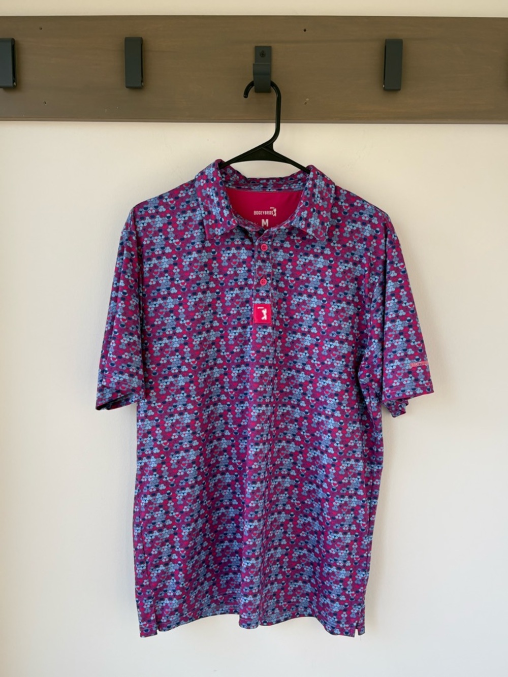 Bogey Bros Whale Tail Polo Men’s Medium Performance Golf Shirt Athletic Fit